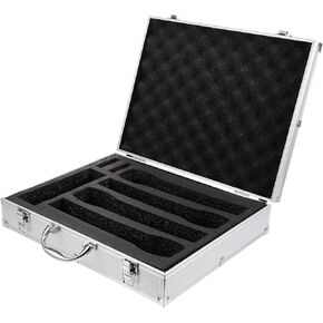 Handheld Microphone Case:Portable Hard Carrying Case Aluminum Alloy Sturdy Build with Foam for Handheld Microphone,14.34X11.20X3.54in, 36.50X28.50X9.00CM, Black, 15A5453NPACL