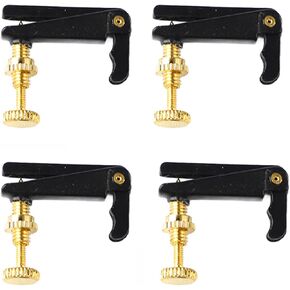 Tissting 4 Pcs Violin Fine Tuner for 1/2 Violin, Metal Violin String Adjuster Part Musical Instrument Silver Fine Tuning Accessories