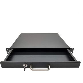 Kenuco Rack Mountable Server Cabinet Case 19" Rack Mount DJ Locking Lockable Deep Drawer with Key 1U
