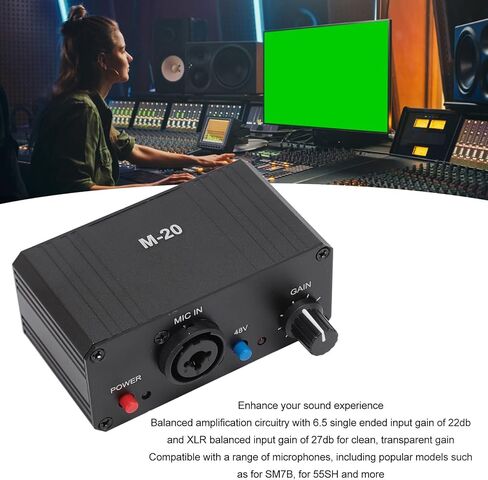 ميكروفون Preamp ذو مكاسب عالية 48 فولت طاقة فانتوم XLR مخرج ميكروفون مضخم للميكروفونات الديناميكية والمكثفة الداعم in Saudi Arabia