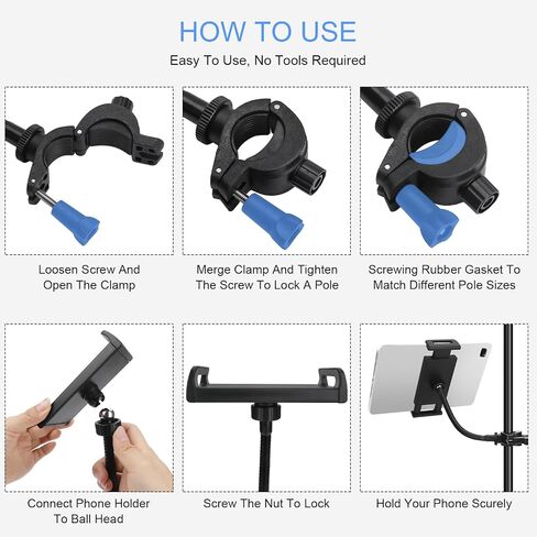 Mic Stand Phone Holder, Cell Phone Holder for Mic Stand, Adjustable Flexible Pole Phone Mount for Microphone, Music, Drum Stand, for Smartphone (Phone Holder) in Saudi Arabia