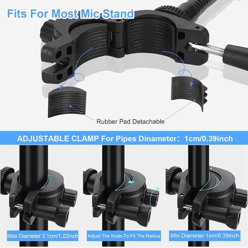 Mic Stand Phone Holder, Cell Phone Holder for Mic Stand, Adjustable Flexible Pole Phone Mount for Microphone, Music, Drum Stand, for Smartphone (Phone Holder) in Saudi Arabia