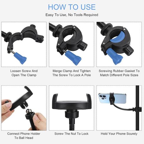 Mic Stand Phone Holder, Cell Phone Holder for Mic Stand, Adjustable Flexible Pole Phone Mount for Microphone, Music, Drum Stand, for Smartphone (Phone Holder) in Saudi Arabia