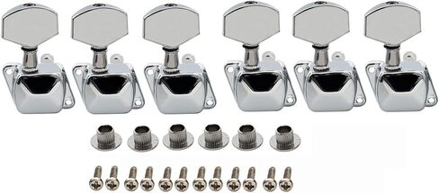 SHENGSUI 6 Inline Guitar Semi-closed Tuners 3R3L String Tuning Pegs Keys for Acoustic or Electric Guitars Chrome in Saudi Arabia