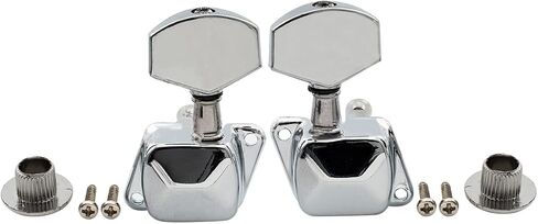 SHENGSUI 6 Inline Guitar Semi-closed Tuners 3R3L String Tuning Pegs Keys for Acoustic or Electric Guitars Chrome in Saudi Arabia