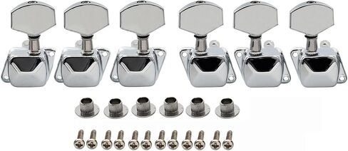 SHENGSUI 6 Inline Guitar Semi-closed Tuners 3R3L String Tuning Pegs Keys for Acoustic or Electric Guitars Chrome in Saudi Arabia