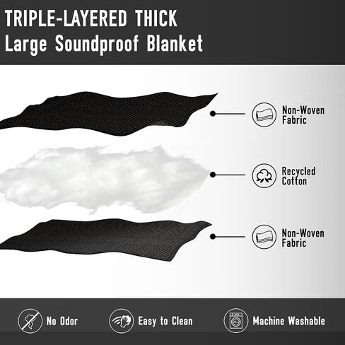 Large Sound Dampening Blanket,96" x 80" Sound Absorbing Studio Blanket,Noise Cancelling Studio Acoustic Blanket Curtain/Light Blocker/Moving Blanket in Saudi Arabia
