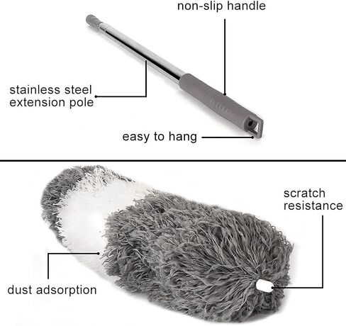 ShineMe 6pack Duster with Extension Pole, Reusable Microfiber Duster with Telescoping Pole & Different Duster Head for Cleaning High Ceilings, Walls, Fans, Cobweb, Gap, Blind, Furniture, Cars... in Saudi Arabia