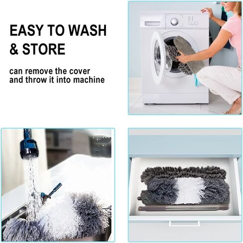 ShineMe 6pack Duster with Extension Pole, Reusable Microfiber Duster with Telescoping Pole & Different Duster Head for Cleaning High Ceilings, Walls, Fans, Cobweb, Gap, Blind, Furniture, Cars... in Saudi Arabia