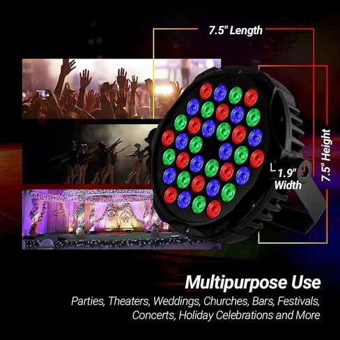 36 أضواء LED للمسرح RGB DJ LED Par Light عن بعد وDMX يتم التحكم فيها بالصوت المنشط تلقائيًا، مصابيح تشغيل تلقائية لحفلات الزفاف وأعياد الميلاد وعطلات عرض الموسيقى وحفلات الرقص وإضاءة المسرح in Saudi Arabia