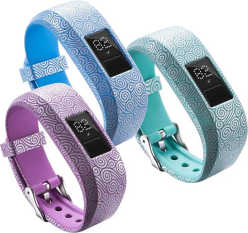 Compatible With Garmin Vivofit JR/JR 2/Vivofit 3 Bands Repacement,For Kids Boys Girls,Soft Silicone Pattern Adjustable Straps,Wristbands,Watch Band,With Secure Metal Clasp,Lagre&Small (Large, A) in Saudi Arabia