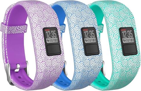 Compatible With Garmin Vivofit JR/JR 2/Vivofit 3 Bands Repacement,For Kids Boys Girls,Soft Silicone Pattern Adjustable Straps,Wristbands,Watch Band,With Secure Metal Clasp,Lagre&Small (Large, A) in Saudi Arabia