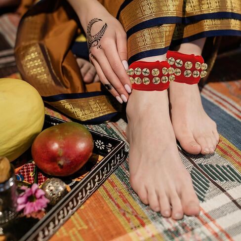 MBI Ankle bells Bharatnatyam Ghungroo and kathak dancing Anklet (Ghungroo) |Musical Instrument Dancing gear| Indian Classical Dancers Anklet (Red) in Saudi Arabia
