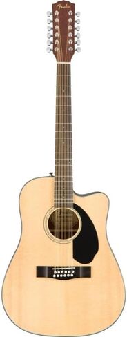 جيتار كهربائي صوتي مكون من 12 وترًا من Fender مصنوع من خشب الجوز ولوحة أصابع من خشب الماهوجني مع حامل جيتار Fender، قابل لضبط الارتفاع مع معدن قوي in Saudi Arabia