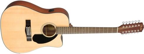 جيتار كهربائي صوتي مكون من 12 وترًا من Fender مصنوع من خشب الجوز ولوحة أصابع من خشب الماهوجني مع حامل جيتار Fender، قابل لضبط الارتفاع مع معدن قوي in Saudi Arabia