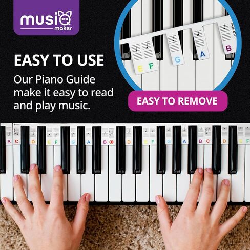 MUSIQ MAKER'S Removable Piano Keyboard Note Labels for Learning – Piano Notes and Keys Guide for 88-Key Full-Size Keyboards. Say Goodbye to Piano Keyboard Stickers. in Saudi Arabia