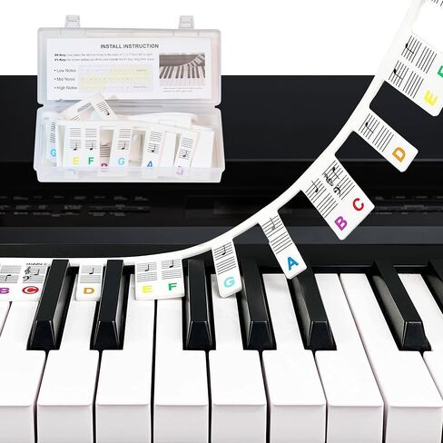 ملصقات ملاحظات لوحة مفاتيح البيانو القابلة للإزالة من MUSIQ MAKER للتعلم - دليل ملاحظات البيانو والمفاتيح للوحات مفاتيح كاملة الحجم مكونة من 88 مفتاحًا. قل وداعًا لملصقات لوحة مفاتيح البيانو. in Saudi Arabia