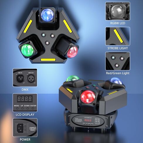 Moving Head Light with 150W XY Dual-Axis Rotating, 9 X 10W RGB LED+3 COB+3 red and Green Laser Lights with DMX Mode Sound Stage Lighs and, Suitable for Party Wedding Concert Disco DJ Concert in Saudi Arabia