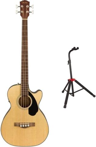 Fender CB-60SCE Acoustic Bass Natural, Laurel Fingerboard Bundle with Fender Guitar Stand, Height-Adjustable with Sturdy Metal in Saudi Arabia