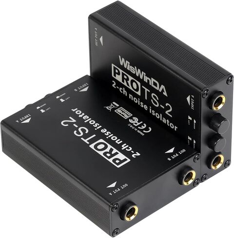 Pro TS-2 Microphone Hum Eliminator 2 Channels 6.35 1/4inch Ground Loop Isolator for Microphone/Audio Player/Audio System etc Eliminate The Current Hum Noise (PRO TS/TRS-2) in Kuwait