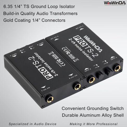 Pro TS-2 Microphone Hum Eliminator 2 Channels 6.35 1/4inch Ground Loop Isolator for Microphone/Audio Player/Audio System etc Eliminate The Current Hum Noise (PRO TS/TRS-2) in Kuwait