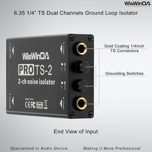 Pro TS-2 Microphone Hum Eliminator 2 Channels 6.35 1/4inch Ground Loop Isolator for Microphone/Audio Player/Audio System etc Eliminate The Current Hum Noise (PRO TS/TRS-2) in Kuwait