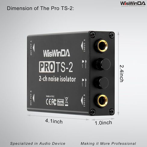 Pro TS-2 Microphone Hum Eliminator 2 Channels 6.35 1/4inch Ground Loop Isolator for Microphone/Audio Player/Audio System etc Eliminate The Current Hum Noise (PRO TS/TRS-2) in Kuwait