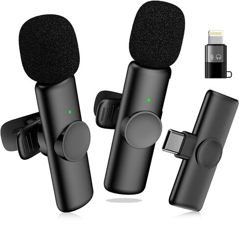Wireless Lavalier Microphone for iPhone, Mini Microphone, Professional Lapel Mic with NoiseCancelling, Clip-on Lapel Lavalier Bluetooth Microphone for Video Recording, TikTok, Live Streaming (K11) in Saudi Arabia