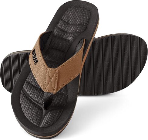 Mens Flip Flops - Comfort Arch Support Slides - Memory Foam Slip On Beach Sandals - Waterproof Open Toe Thong Slippers Summer Footwear in Saudi Arabia