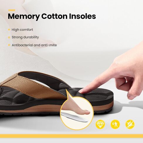 Mens Flip Flops - Comfort Arch Support Slides - Memory Foam Slip On Beach Sandals - Waterproof Open Toe Thong Slippers Summer Footwear in Saudi Arabia