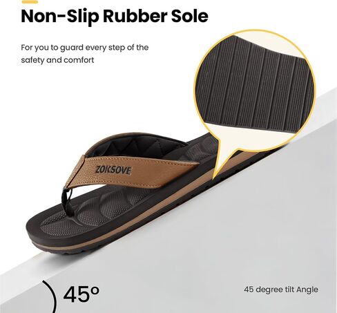 Mens Flip Flops - Comfort Arch Support Slides - Memory Foam Slip On Beach Sandals - Waterproof Open Toe Thong Slippers Summer Footwear in Saudi Arabia