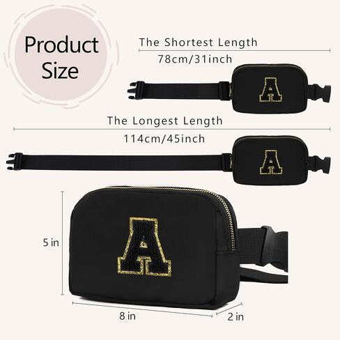 Birthday Gifts Initial Letter Waist Pack Personalized Gift for 8 9 10 11 12 Year old Girls Teen Cute Gifts Mini Small Pack Black Letter L in Kuwait