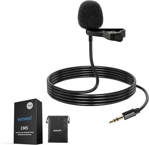 ميكروفون Neewer Lavalier Lapel (عبوة من قطعتين)، مشبك سلكي متعدد الاتجاهات على ميكروفون Lav للمسرح والبث المباشر على YouTube متوافق مع جهاز إرسال الميكروفون اللاسلكي Rode Wireless GO II 2 DJI، CM5 in Saudi Arabia