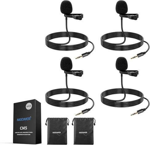 ميكروفون Neewer Lavalier Lapel (عبوة من قطعتين)، مشبك سلكي متعدد الاتجاهات على ميكروفون Lav للمسرح والبث المباشر على YouTube متوافق مع جهاز إرسال الميكروفون اللاسلكي Rode Wireless GO II 2 DJI، CM5 in Saudi Arabia