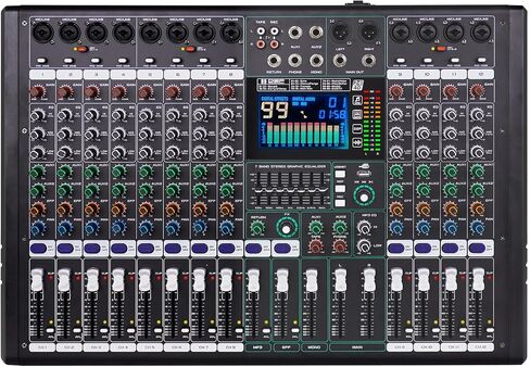 GF12 Multi-Function 12-Channel Audio Mixer Stage Performance Mixer Isolated Independent Mute Built-in 7-Stage Equalizer and 99 Reverb DJ Mixer for Performance and Karaoke (GF12) in Saudi Arabia