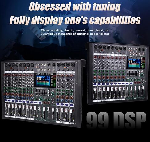 GF12 Multi-Function 12-Channel Audio Mixer Stage Performance Mixer Isolated Independent Mute Built-in 7-Stage Equalizer and 99 Reverb DJ Mixer for Performance and Karaoke (GF12) in Saudi Arabia