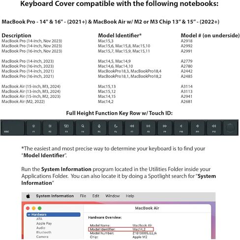 غطاء لوحة مفاتيح Serato DJ لجهاز MacBook Pro - 14 بوصة و16 بوصة - (2021+) وMacBook Air مع شريحة M2 - 13.6 بوصة (2022+) in Kuwait