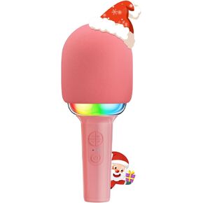 2024 Hottest Kids Karaoke Microphone Machine, Christmas Birthday Gifts for Girls Toy for 3, 4,5, 6, 7, 8, 9, 10, 11, 12 Year Old, 14M+ Song Bluetooth Microphone with LED Light, Pink