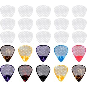 60Pcs Guitar Pick Grips, 0.3mm/0.012in Thin Anti-slip Grips for Guitar Picks and 10Pcs guitar picks with grip- Help You Hold Guitar Picks Tightly (60pcs Black Grips and 10picks)