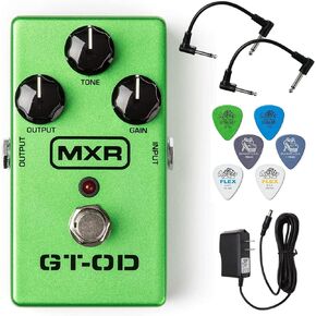 Briskdrop MXR M193 GT-OD Overdrive Guitar Effects Pedal Bundle with 2 Patch Cables, 6 Dunlop Picks, and Power Supply (M193bundle2)