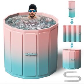 Portable Foldable Ice Bath Tub, Large Size 77 Gal, Fast Muscle Recovery, Home Outdoors Gyms, Quick Opening without Installation, No Water Leakage (Ice/Hot Universal)