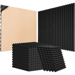 VEVOR Acoustic Foam Panels, 48 Pack 12 x 12 x 2 inches, Adhesive Pyramid Soundproof Wall Panels,Fire-Resistant Acoustic Panels,Sound Dampening Absorbing Panels for Studio Wall and Ceiling,Black