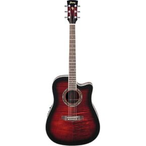 PF28ECE Acoustic Electric Guitar Transparent Red Sunburst