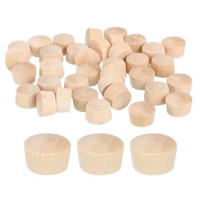 uxcell 120Pcs Wood Button Plugs, 8mm/0.31" Flat Head Hardwood Screw Hole Plug Wooden Caps Buttons Wood Plug for Furniture Woodworking Craft Decor (9mm x 8mm)