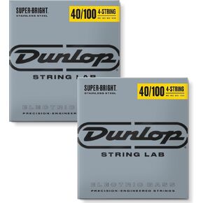 Dunlop DBSBS40100 Super Bright Bass Strings, Stainless Steel, Light, 040-.100, 4 Strings/Set (2 Pack)