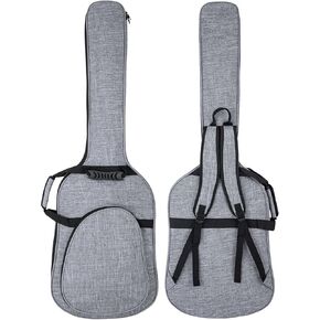 MUZNOTE 47 Inch Bass Guitar Bag 0.35 inch Padding Waterproof Electric Bass Case, Electric Bass Gig Bag Backpack with Neck Strap and Pockets, Grey