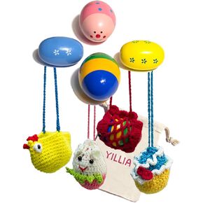 Egg Shakers Musical Instruments with Cute Knit Holder and Bag, Hanging Toy for Babies, Toddlers, Easter Egg Maracas for Kids, for Education, Classroom Teaching, Party Supply, Prizes