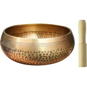 Music Bowl, Singing Bowl, Handmade Buddhist Brass Singing Bowl with Wood Mallet for Meditation, Yoga, Chanting, Music Therapy (4.3 inch)