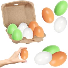 Wooden Fake Eggs, Life Size 3 Color Eggs, Smooth Wooden Easter Eggs, White, Green, Brown, Perfect for Easter Crafts, Décor and Egg Hunts, 2.3" Inches (12-Pack)