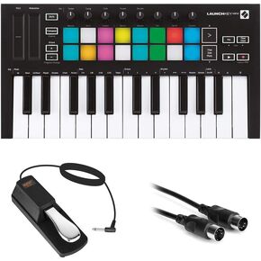 Novation Launchkey Mini MK3 25-Key MIDI USB وحدة تحكم بلوحة المفاتيح مع دواسة مستدامة (نمط البيانو) وحزمة كابل MIDI in Kuwait
